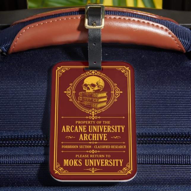 Etiqueta de Bagagem da Universidade Arcana Dark Ac (Frente Insitu 2)