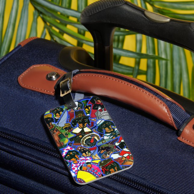 Etiqueta De Bagagem Dachshund Cartoons (Frente Insitu 1)