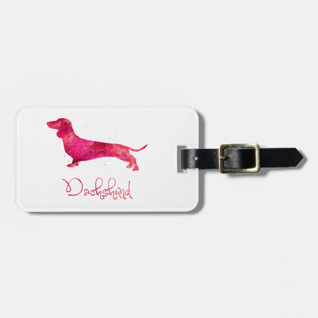 Etiqueta De Bagagem Dachshund - Design de Aquarela (Frente Horizontal)