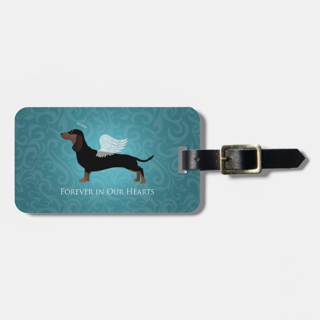 Etiqueta De Bagagem Dachshund - Design Memorial Pet Loss (Frente Horizontal)