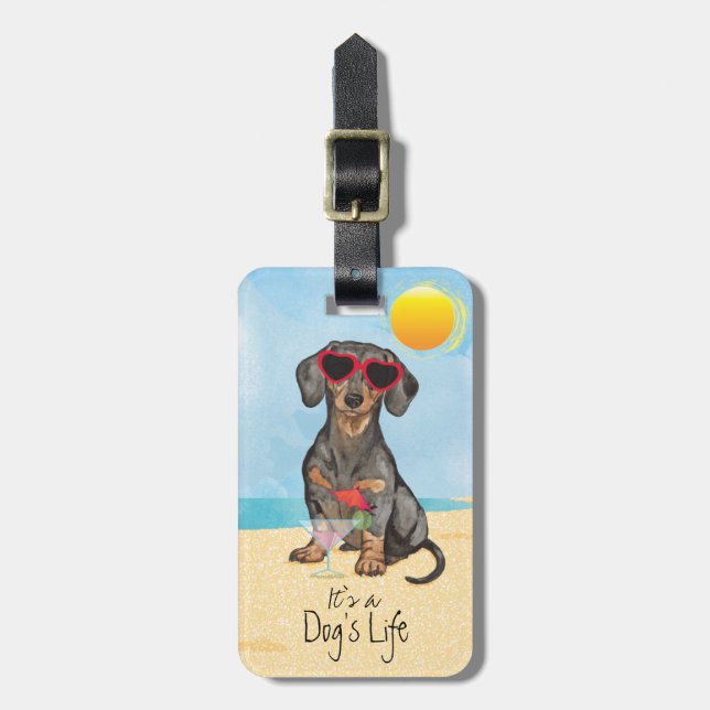 Etiqueta De Bagagem Dachshund do verão (Frente Vertical)