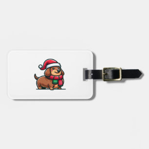Etiqueta De Bagagem Dachshund Elegance Christmas Anticipation Classic