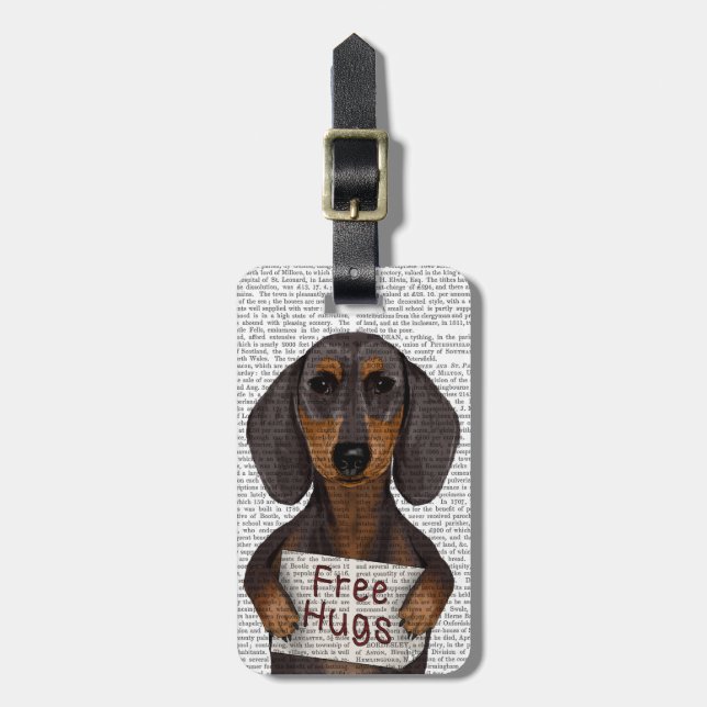 Etiqueta De Bagagem Dachshund Free Hugs (Frente Vertical)