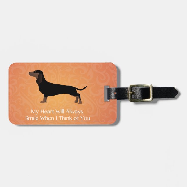 Etiqueta De Bagagem Dachshund - Pensando em você Design (Frente Horizontal)