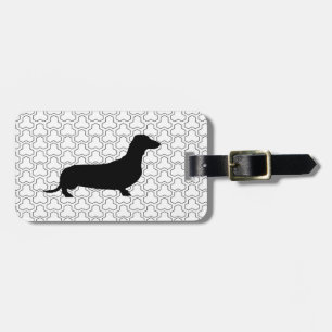 Etiqueta De Bagagem Dachshund preto da silhueta