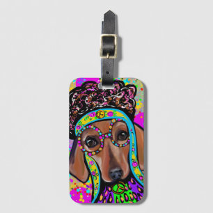 ETIQUETA DE BAGAGEM DACHSHUND VERMELHO           