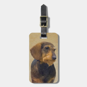 Etiqueta De Bagagem Dachshund (Wirehaired): Pintura original de cães