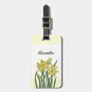 Etiqueta De Bagagem Daffodils De Aquarela Ilustração De Retrato De Flo