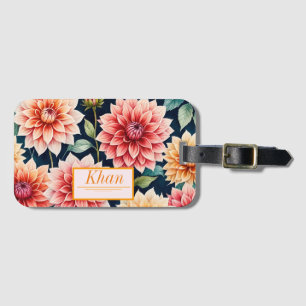 Etiqueta De Bagagem Dahlia flores padrão arte digital / personalizada