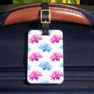 Etiqueta De Bagagem Dahlia Rosa, Blue Dahla, Floral, Flores