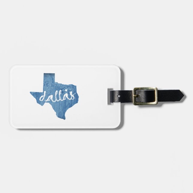 Etiqueta De Bagagem Dallas, Texas Wood Grain (Frente Horizontal)
