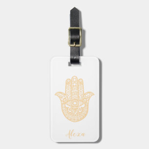 Etiqueta De Bagagem Dama de ouro personalizado, boa sorte, mão hamsa