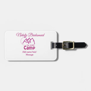 Etiqueta De Bagagem Damas de honra do acampamento rosa adicionar nome 