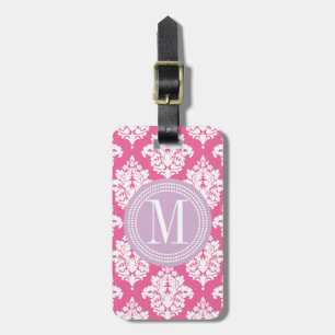 Etiqueta De Bagagem Damasco cor-de-rosa feminino elegante