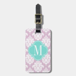 Etiqueta De Bagagem Damasco roxo do Lilac elegante personalizado