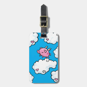 Etiqueta De Bagagem Dança Customisable do porco do vôo em nuvens