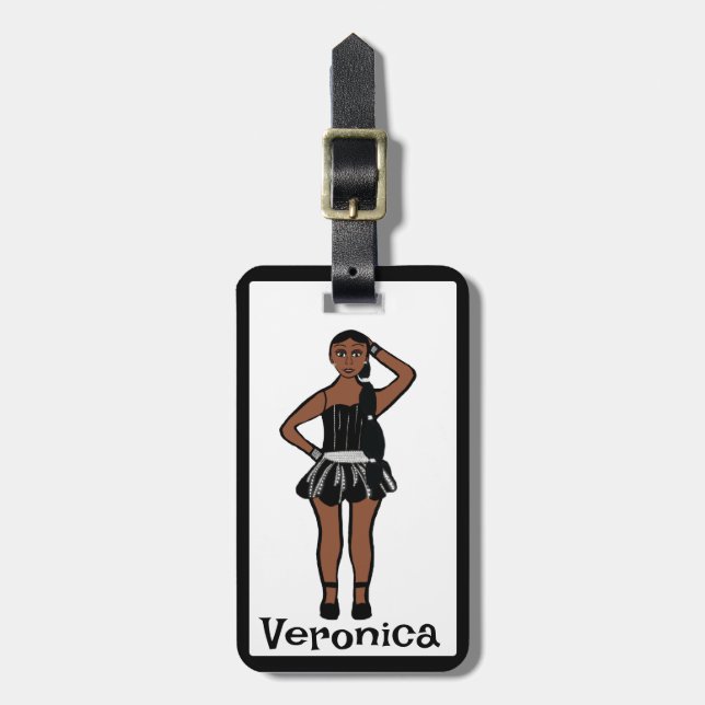 Etiqueta De Bagagem Dançarina de Prata Negra #3 (Frente Vertical)