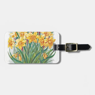 Etiqueta De Bagagem data rsvp flores narciso amarelo vintage