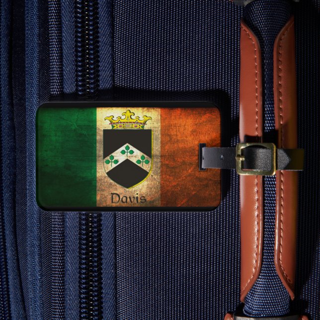 Etiqueta De Bagagem Davis Crest Irish Flag (Frente Insitu 4)