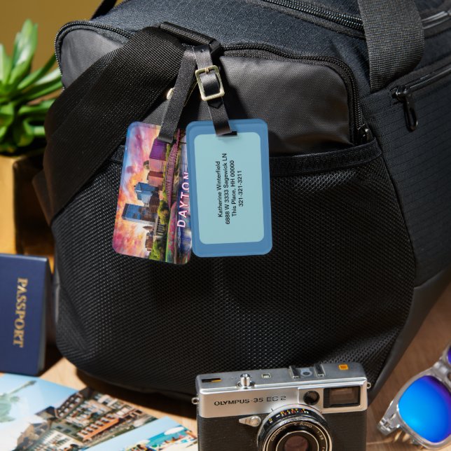 Etiqueta De Bagagem Dayton Skyline Abstrato Art (Frente e verso)