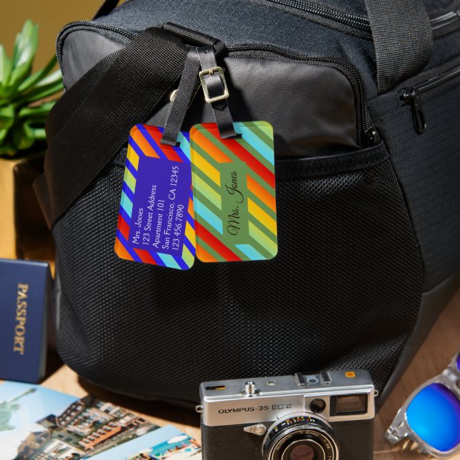 Etiqueta De Bagagem De Arco Arco-Íris Riscado Funk (Frente e verso)