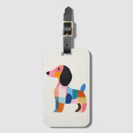 Etiqueta de Bagagem de Bloco de Cor de Dachshund d