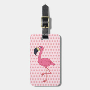 Etiqueta de bagagem de Bolinhas Flamingo rosa