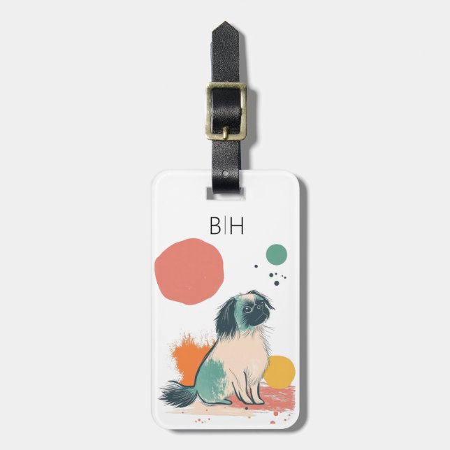 Etiqueta de Bagagem de Cachorro Pequinês (Frente Vertical)