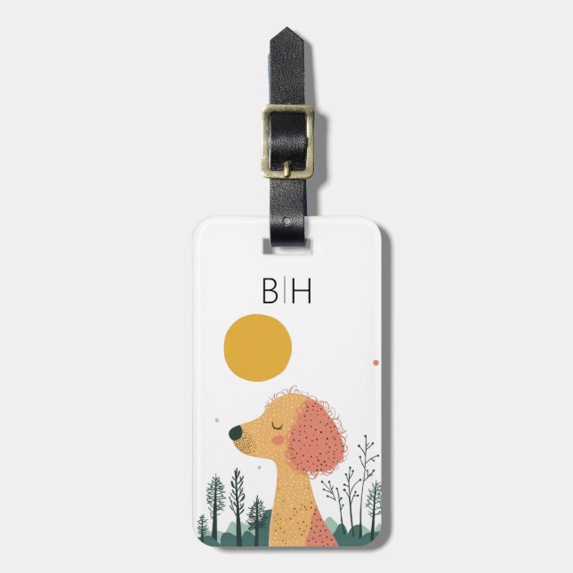 Etiqueta de Bagagem de Cachorro Poodle (Frente Vertical)