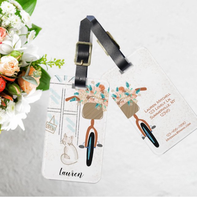 Etiqueta de Bagagem de Café de Gata Menina (Criador carregado)