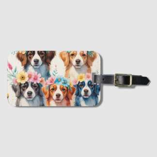 Etiqueta de Bagagem de Cão Floral