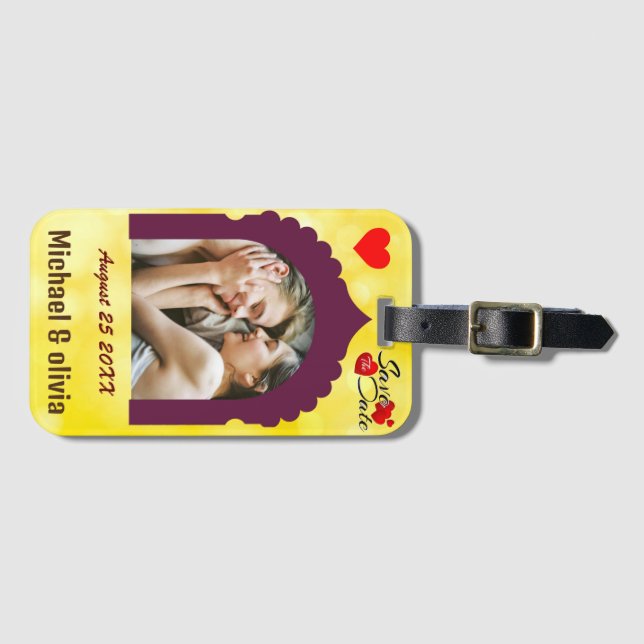 Etiqueta de Bagagem de Casamento Personalizada com (Frente Horizontal)