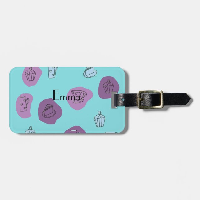 Etiqueta de Bagagem de Chá bonito Quirky (Frente Horizontal)