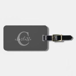 Etiqueta de Bagagem de Cinza Escura Simples