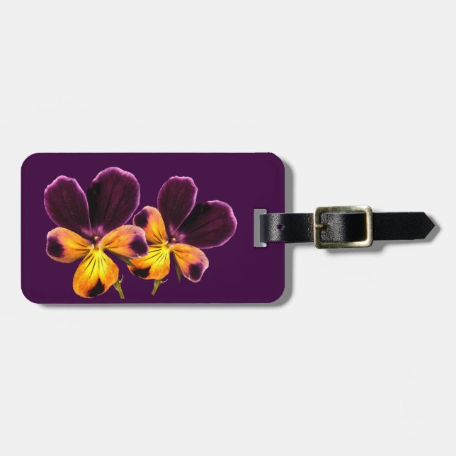 Etiqueta de Bagagem de Flores Púrpuras (Frente Horizontal)