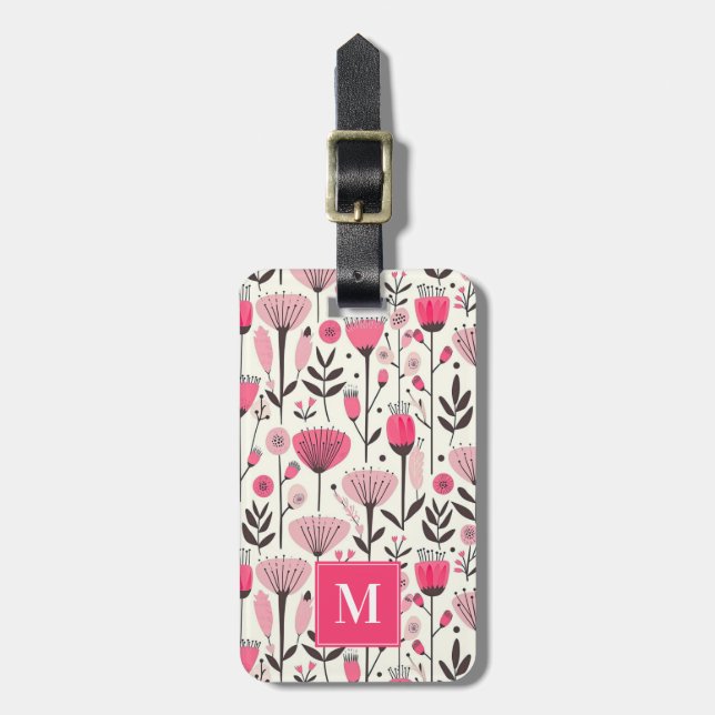 Etiqueta de Bagagem de Flores Rosa bonito (Frente Vertical)