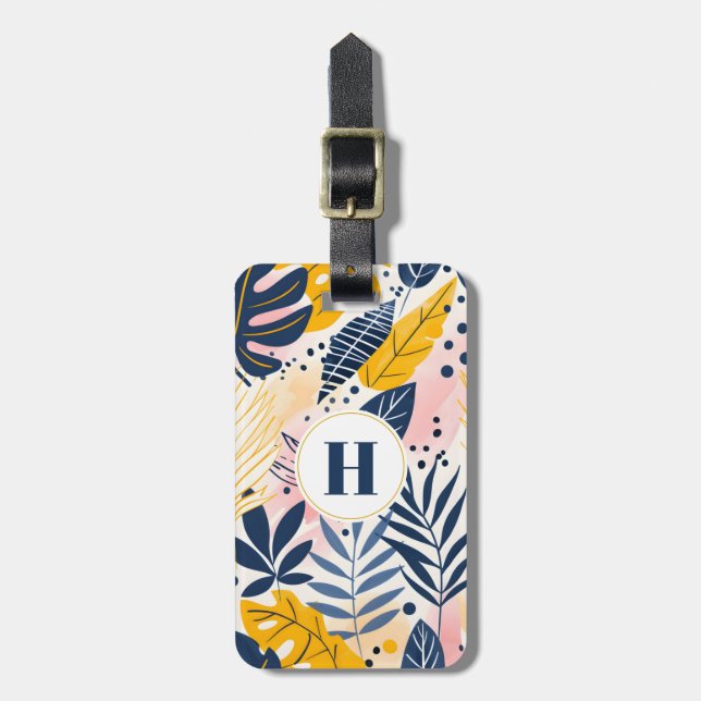 Etiqueta de Bagagem de Folhas Tropicais (Frente Vertical)