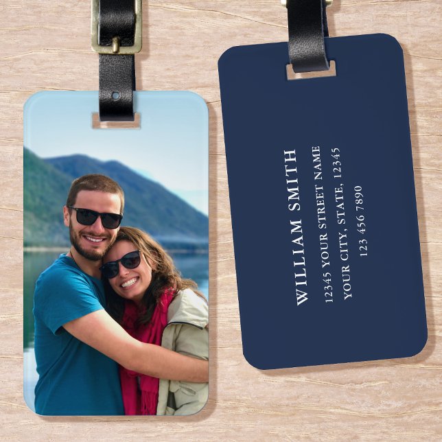 Etiqueta de Bagagem de Foto Personalizada Simples  (Criador carregado)