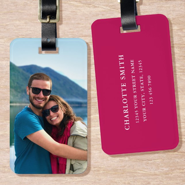 Etiqueta de Bagagem de Foto Personalizada Simples  (Criador carregado)