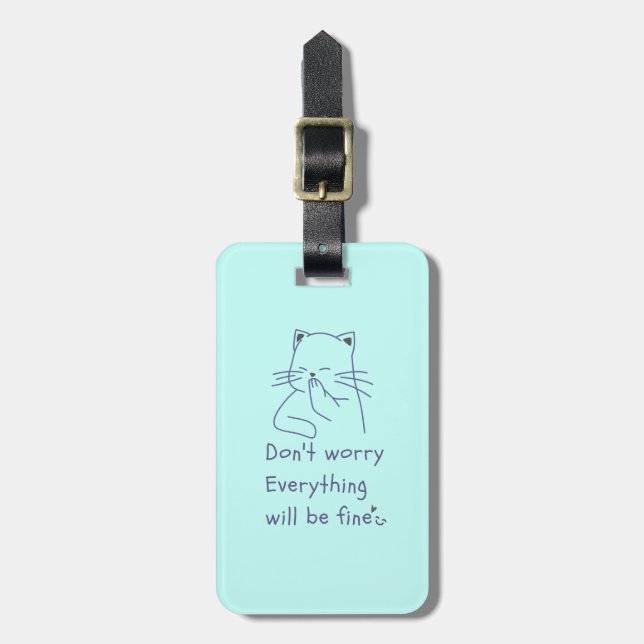Etiqueta de Bagagem de Gato Adorável (Frente Vertical)
