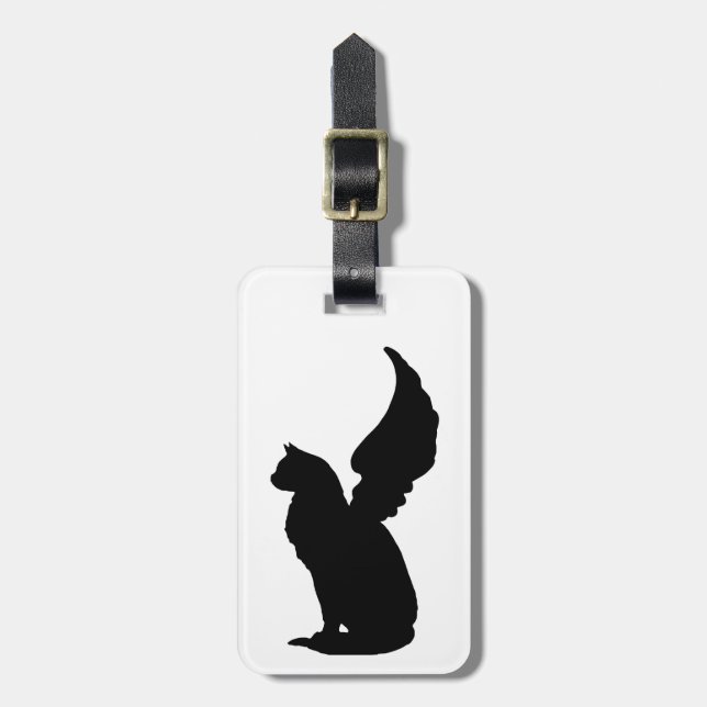 Etiqueta de Bagagem de Gato Anjo Personalizado (Frente Vertical)
