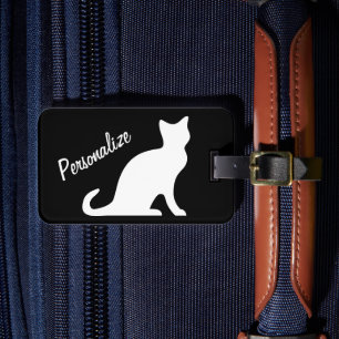 Etiqueta de bagagem de gato branco personalizado