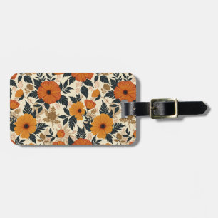Etiqueta de Bagagem de Geometria Floral Negrito