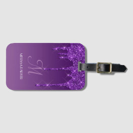 Etiqueta de Bagagem de Glitter com Perfuração Roxo