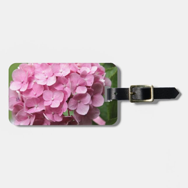 Etiqueta de Bagagem de Hortensia Rosa (Frente Horizontal)