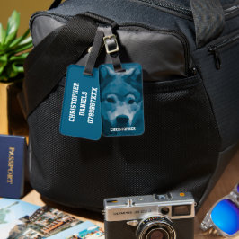 Etiqueta de Bagagem de Lobo Solitário Azul Persona