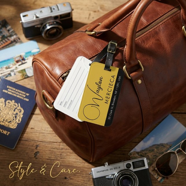 Etiqueta de Bagagem de Luxo Personalizada Com Info (Personalized Luxury Luggage Tag With Custom Info)