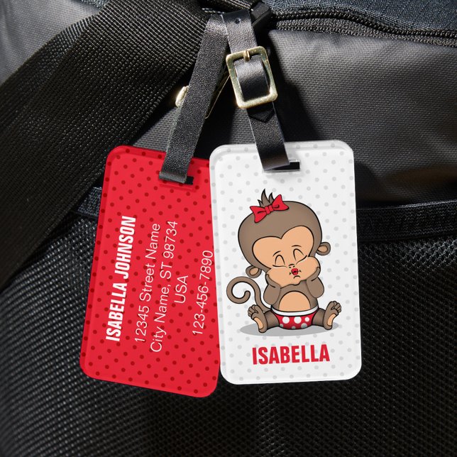 Etiqueta de Bagagem de Macaco Personalizado Cute ( (Criador carregado)