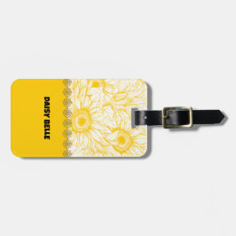 Etiqueta de bagagem de margarida amarela