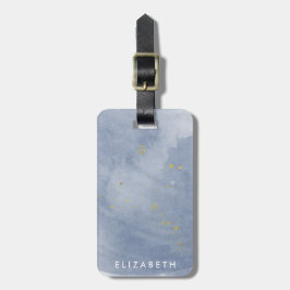 Etiqueta de bagagem de monograma, Dourada e empoei